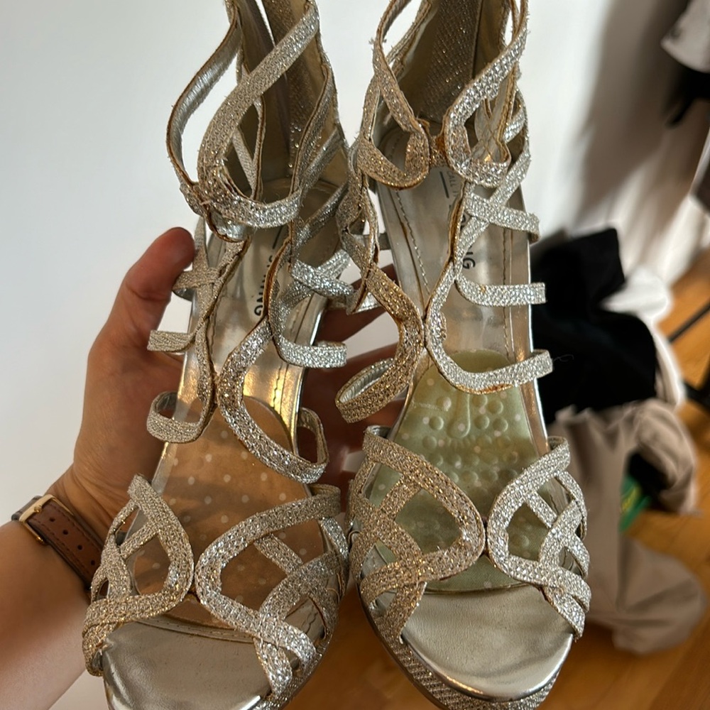 Silver high heels